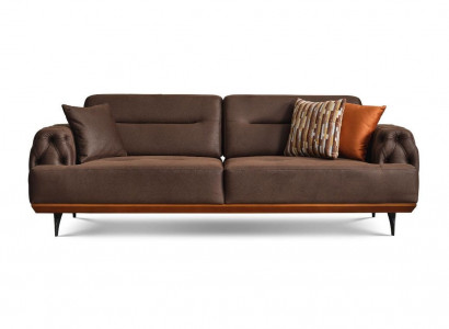 Polstersofa Dreisitzer Sofa 3 Sitz Couch Braun Stoffsofa Stoff Modern