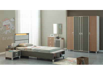 Komplette Kindermöbel Kinderbett Bett Holz Set 5tlg Kinderzimmer Grau