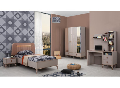 Komplette Kindermöbel Mädchen Bett Holz Set 4tlg Kinderzimmer Beige