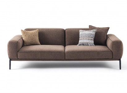 Modern Dreisitzer Sofa 3 Sitzer Couch Braun Stoffsofa Stoff Modern Polstersofa