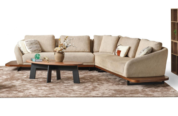 Polstersofa Ecksofa L Form Sofa Wohnlandschaft Sofas Beige Modern