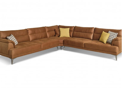 Polstersofa Ecksofa L Form Große Wohnlandschaft Sofa Braun Modern