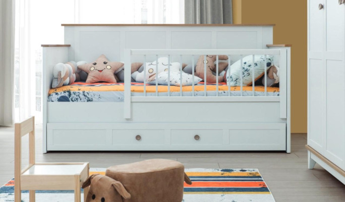 Kinderbettchen Kinderlaufstall Bettchen Krippe Weiß Holz Bett Modern