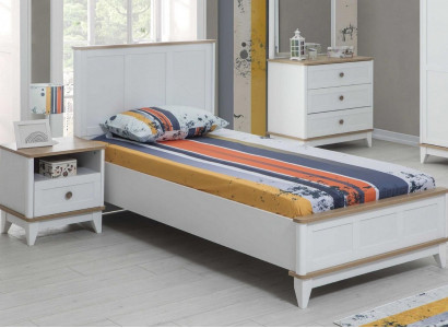 Garnitur Kinderzimmer Weiß Kinderbett Nachttisch Bett Set 2tlg Holz