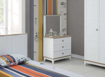 Kommode mit Spiegel Kommodenschrank Holz Kinderzimmer Weiß Holzschrank