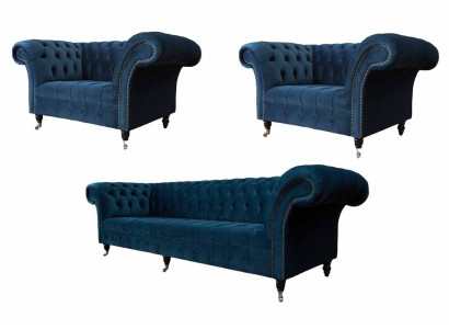 Sofa Couch Textil Polster Sitz 2+1+1 Sitzer Garnitur Design Sofas