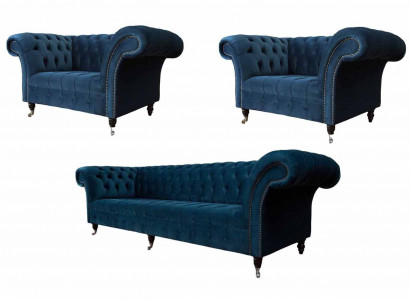 Sofa Couch Textil Polster Sitz 2+1+1 Sitzer Garnitur Design Sofas