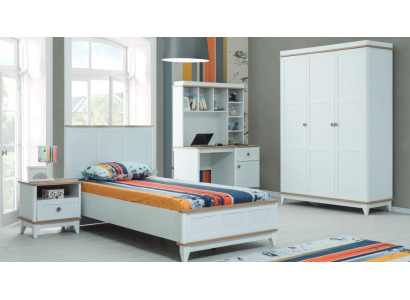 Komplette Jugenbett Kindermöbel Kinderbett Weiß Holz Set 4tlg Modern