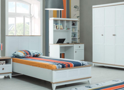 Komplette Jugenbett Kindermöbel Kinderbett Weiß Holz Set 4tlg Modern