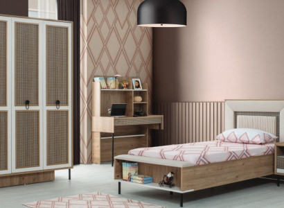 Moderne Komplette Kindermöbel Kinderbett Braun Holz Set 4tlg Bett Neu