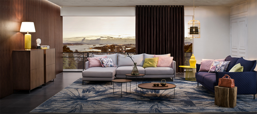 Ecksofa L-Form Stoff Couch Polster Sitz Sofa Textil Eck Italienisches Design Neu