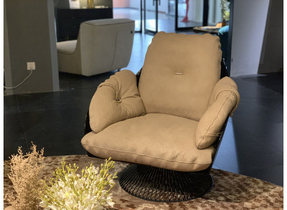 Sessel Club Lounge Design Lehn Stuhl Polster Sofa 1 Sitzer Fernseh Leder Drehbar