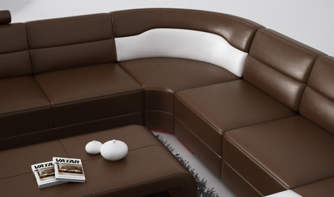 Luxuriöse Leder Eckcouch Sofa Polster Eckgarnitur U Form Weisse Sofas Set Couch