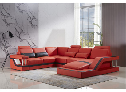 Design Couch Luxus Couchen Leder Sofa Sitz Eck Garnitur Polster Ecke Couch Rote