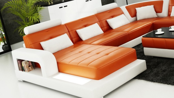 Modern Ecksofa Polster Couch Leder Ecksofa Wohnlandschaft U-Form