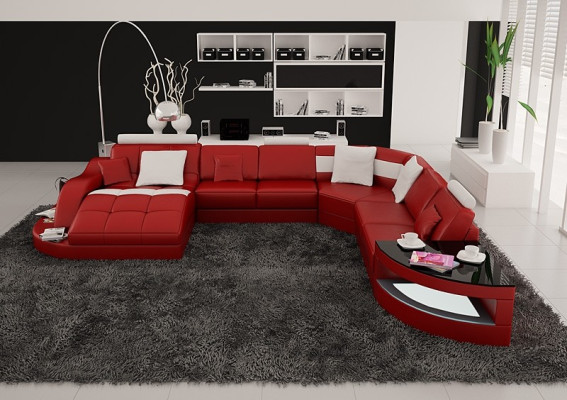 Moderne Sofa Eckgarnitur U Form Polster Sitz Ecke Couch + Couchtisch Komplett