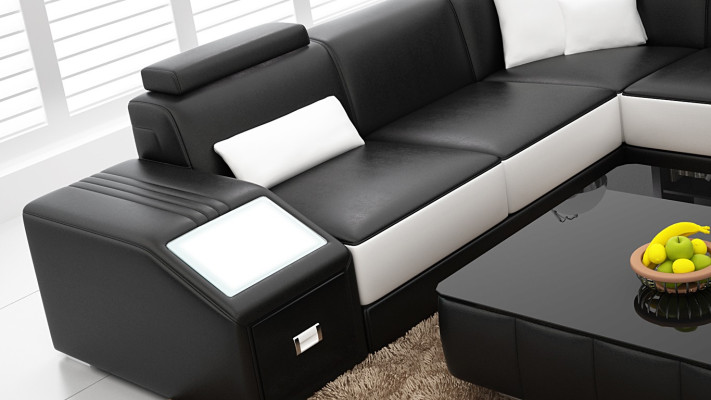 Design Couch Luxus Couchen Leder Sofa Sitz Eck Garnitur Polster Ecke Couch Rot