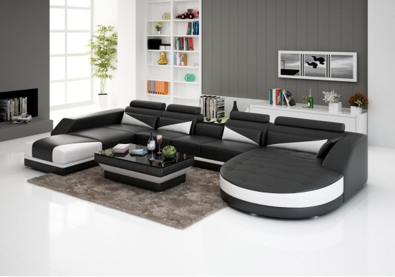 XXL Wohnlandschaft U Form Ecksofa Sofa Couch Polster Garnitur Leder Neu