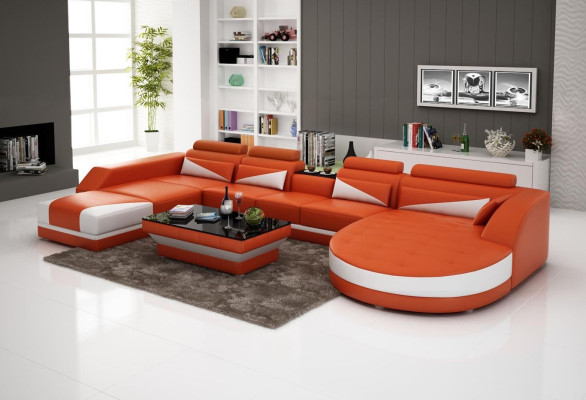 XXL Wohnlandschaft U Form Ecksofa Sofa Couch Polster Garnitur Leder Neu