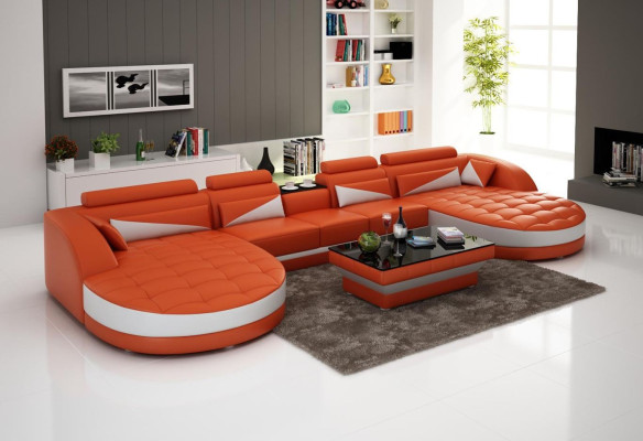 Ledersofa Ecksofa Sofa Couch Polster Wohnlandschaft Leder Sofas Garnitur U Form