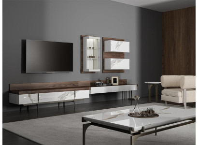 Wohnwand tv Ständer Sideboard Wandschrank Modern Wohnzimmer Hänge Vitrine Holz