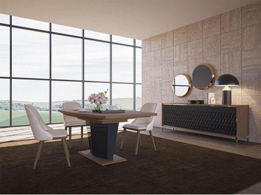 Esstisch Esszimmer Set 8tlg Essgruppe Modern Sideboard Set neu 4x Stühle