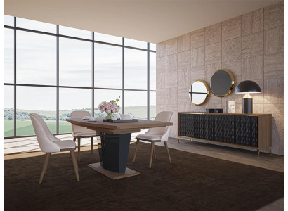 Esstisch Esszimmer Set 8tlg Essgruppe Modern Sideboard Set neu 4x Stühle