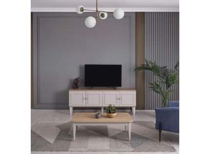 TV Ständer Schrank RTV Lowboard Wohnzimmer Grau Holz Sideboard Modern