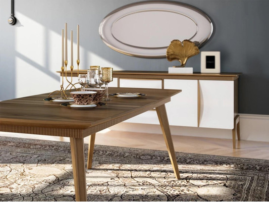 Essgruppe Design Esszimmer Möbel Weiß Luxus Set Esstisch 4x Stühle Sideboard
