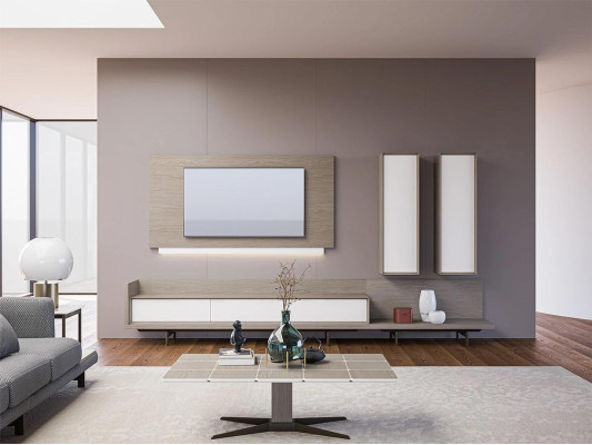 Wohnwand TV-Ständer TV Rahmen Einrichtung 2x Wandschrank Design Modern Garnitur