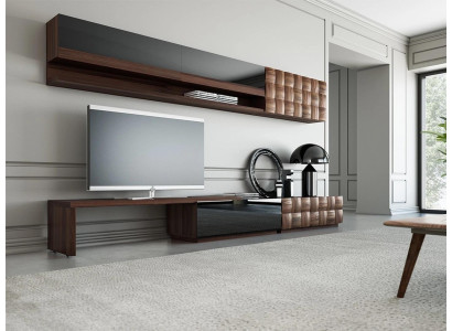 Komplett Wohnzimmermöbel Wohnwand TV-Ständer Wandschrank Designer 2x Wandregale