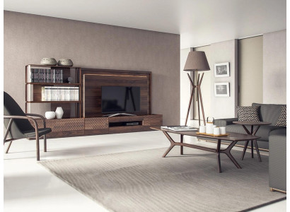 Luxus Wohnzimmer Wohnwand TV-Ständer Holzmöbel Bücherregale Neu TV Rahmen