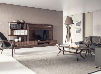 Luxus Wohnzimmer Wohnwand TV-Ständer Holzmöbel Bücherregale Neu TV Rahmen