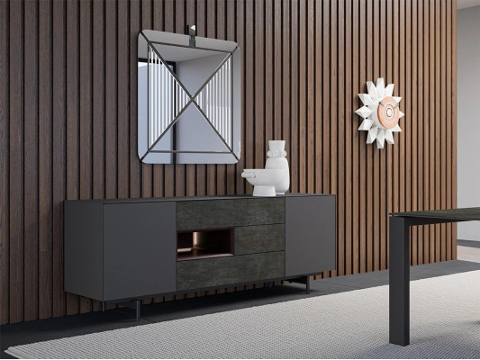 Designer Ess Zimmer Esstisch Set Stühle Metall Textill Essgruppe Schrank