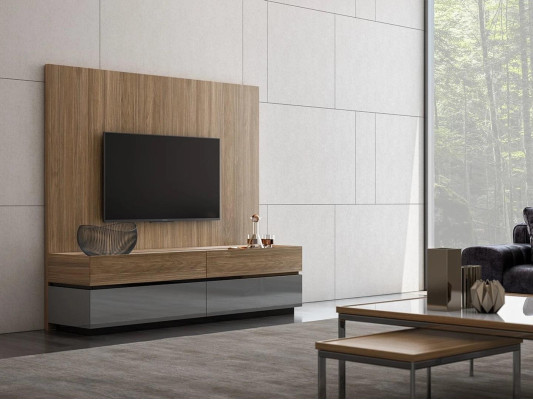 Wohnwand TV Wand Holz Stil Modern Wohnzimmer Möbel TV-Ständer neu Einrichtung