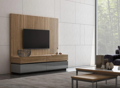 Wohnwand TV Wand Holz Stil Modern Wohnzimmer Möbel TV-Ständer neu Einrichtung
