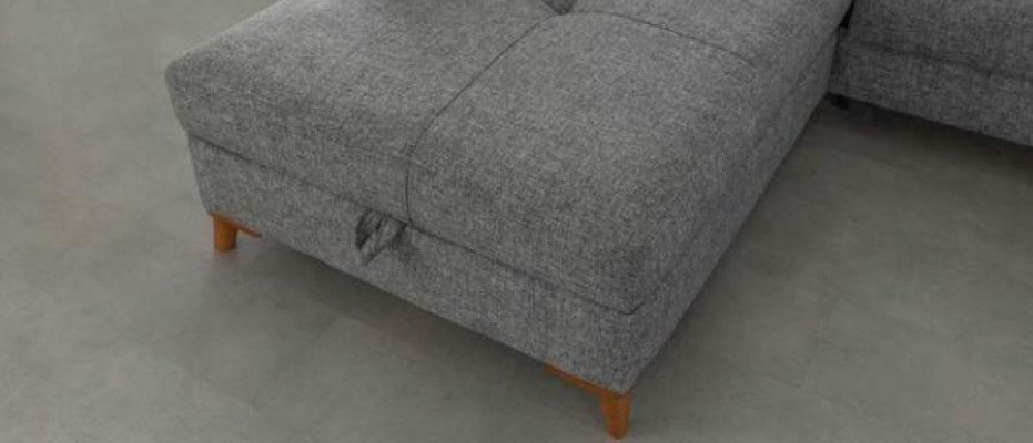 Graues L-Form Ecksofa Designer Wohnzimmer Sofas Luxus Couchen Holzmöbel