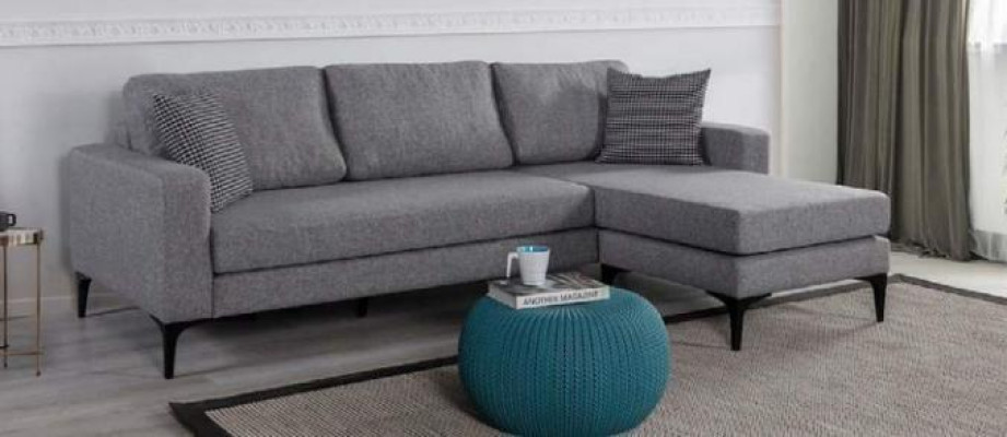 Wohnzimmer Set L-Form Grauer Sofa Polstermöbel Designe Couch Ecksofa