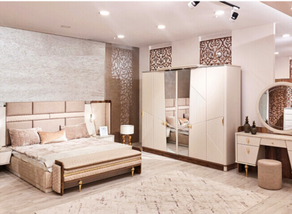 Luxus Schminktisch mit Spiegel Modern Einrichtung Schlafzimmer Design Möbel