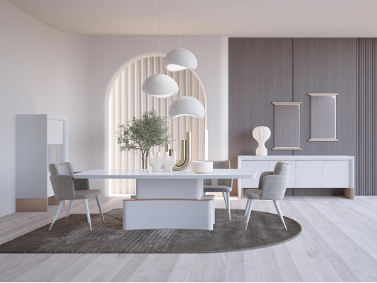 Design Esszimmer Komplett 7tlg Esstisch Modern Sideboard Holzschrank Neu Vitrine