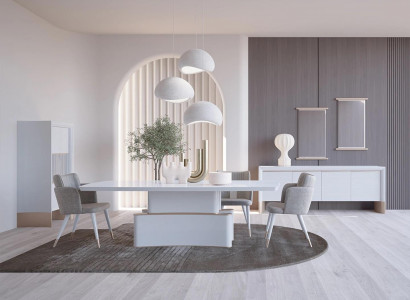 Design Esszimmer Komplett 7tlg Esstisch Modern Sideboard Holzschrank Neu Vitrine