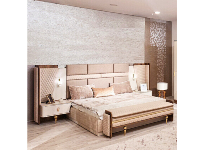 Schlafzimmer Garnitur Luxus Design Bett 2xNachttische Modern Einrichtung