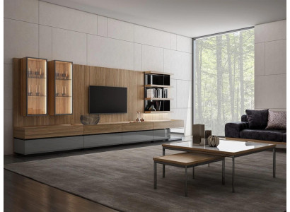 Modern Design Einrichtung Wohnwand Set TV-Ständer Wandregale Holzmöbel Neu