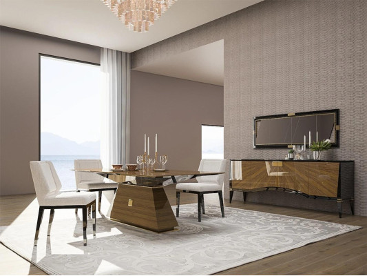 Luxus Modern Möbel Esszimmer Esstisch Design 4x Stühle Essgruppe Sideboard