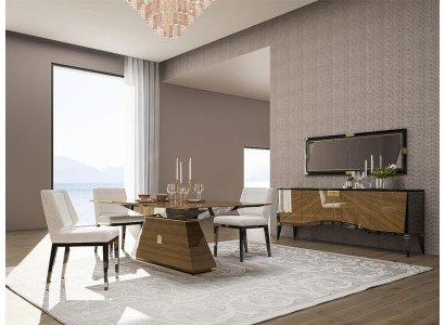 Luxus Modern Möbel Esszimmer Esstisch Design 4x Stühle Essgruppe Sideboard