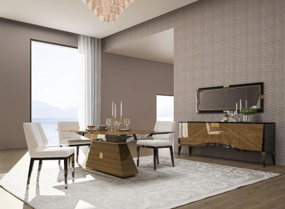 Luxus Modern Möbel Esszimmer Esstisch Design 4x Stühle Essgruppe Sideboard