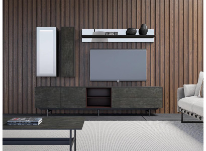 Wohnwand Modern TV-Ständer Hänge Vitrine Luxus Wandregal Wohnzimmermöbel