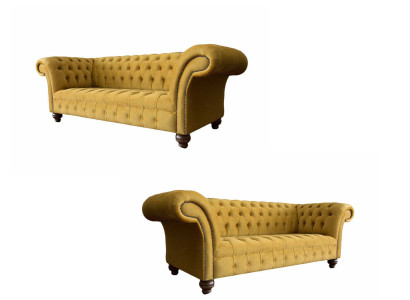 Luxus Chesterfield Sofa 2x 2 Sitzer Couch Textil Modern Sofas Neu Garnitur