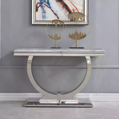 Silbernes Sideboard Konsolen Tisch Luxus Tisch Silber Chrom 120x40cm