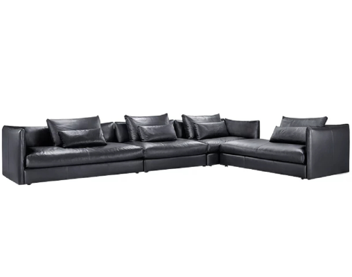 Italienische Leder Stil Wohnzimmer Möbel Ecksofa Sofa Polster Garnitur Eckcouch
